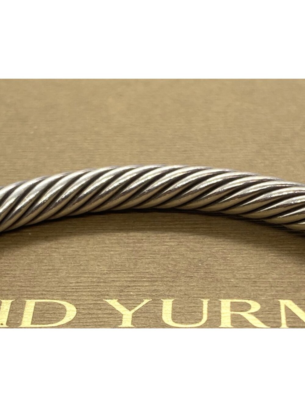 David Yurman Sterling Silver 925 Gold 5mm Cable Cuff Bracelet Blue Stone - Picture 7 of 16